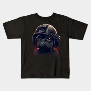 Pug as football player three Kids T-Shirt